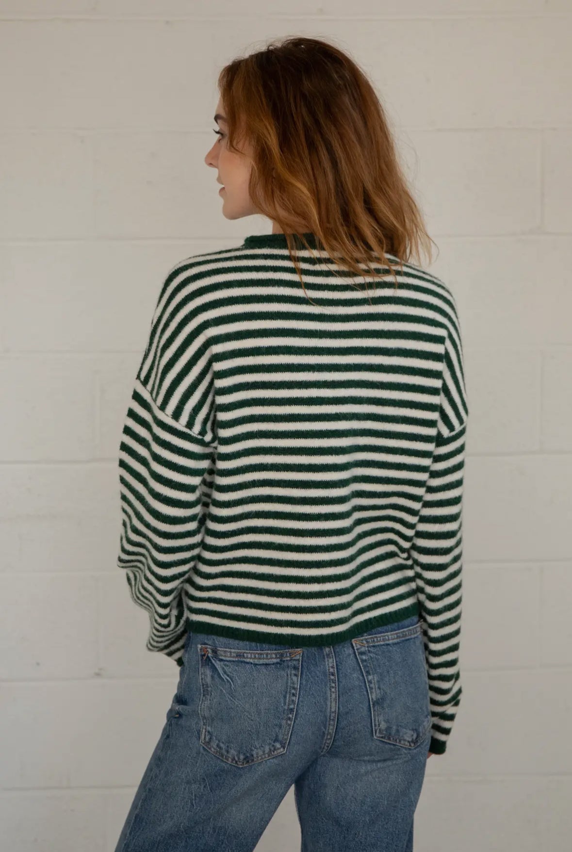 mila striped button pullover