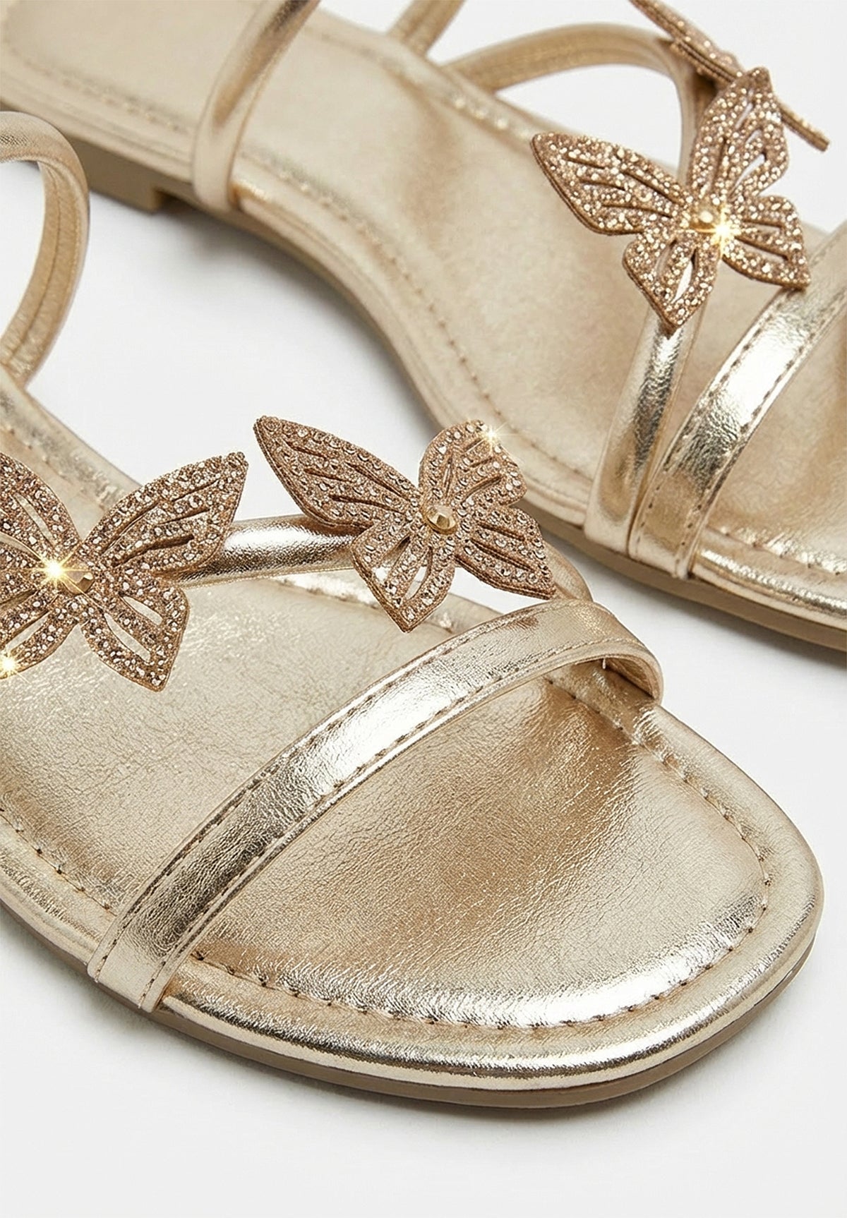 Butterfly Dreaming Gold Strappy Sandals