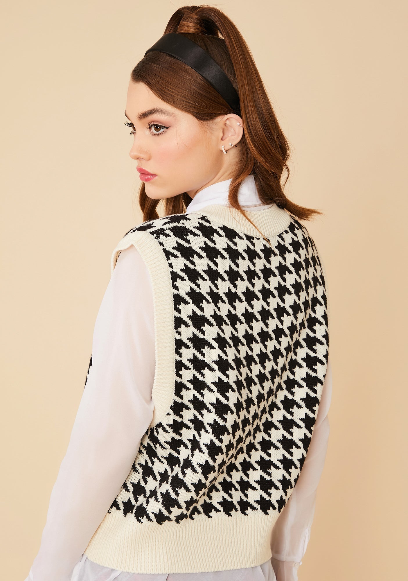 Angel Somebody Told Me Houndstooth Sweater Vest