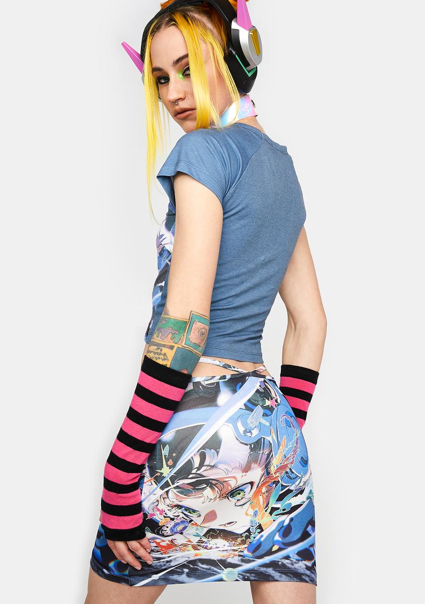 Anime Print Mini Skirt