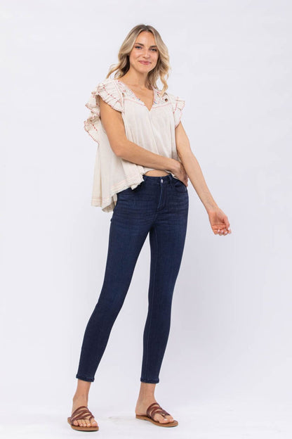 Judy Blue Mid Rise Dark Denim Skinny Jeans