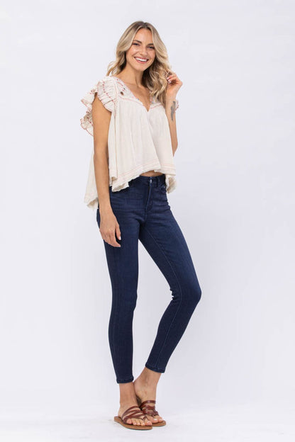 Judy Blue Mid Rise Dark Denim Skinny Jeans