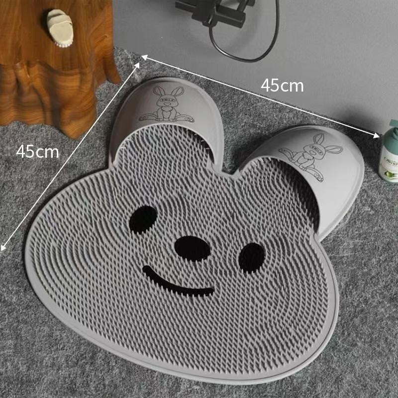 Bunny Non‑Slip Shower Mat, TPE Foot Massage Bath Mat with Strong Suction Cups for Bathroom