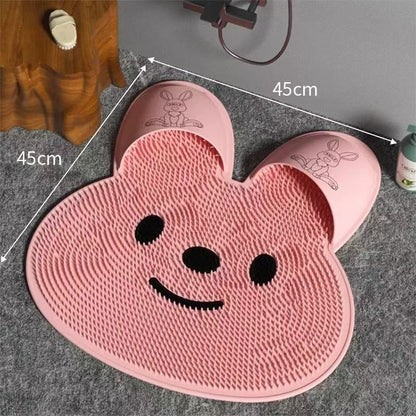 Bunny Non‑Slip Shower Mat, TPE Foot Massage Bath Mat with Strong Suction Cups for Bathroom