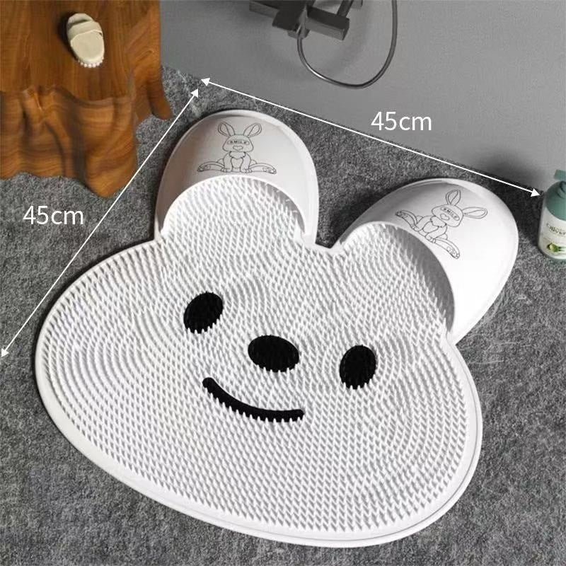 Bunny Non‑Slip Shower Mat, TPE Foot Massage Bath Mat with Strong Suction Cups for Bathroom