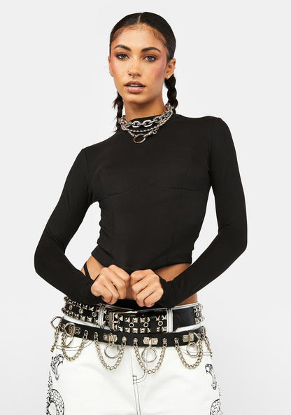 Anonymous Long Sleeve Crop Top