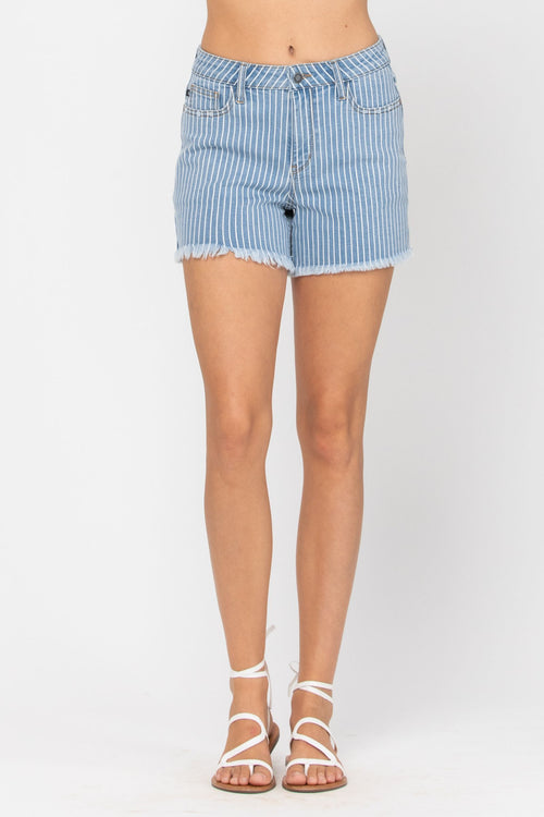 Judy Blue Stripe Cut-Off Shorts