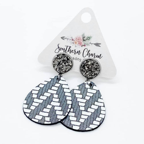 Metallic Chevron Dangles - Gunmetal