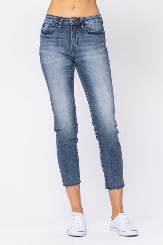 Judy Blue Relaxed Raw Hem Jeans