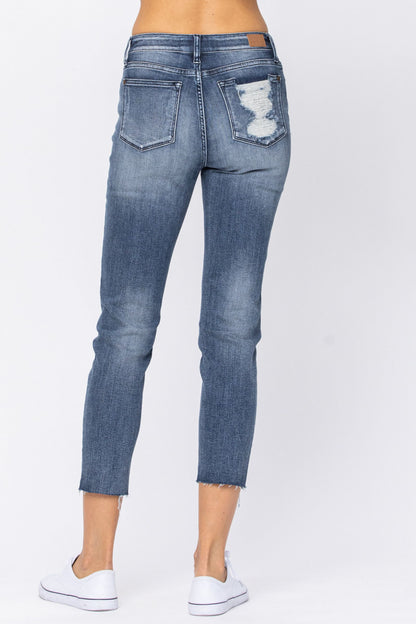 Judy Blue Relaxed Raw Hem Jeans