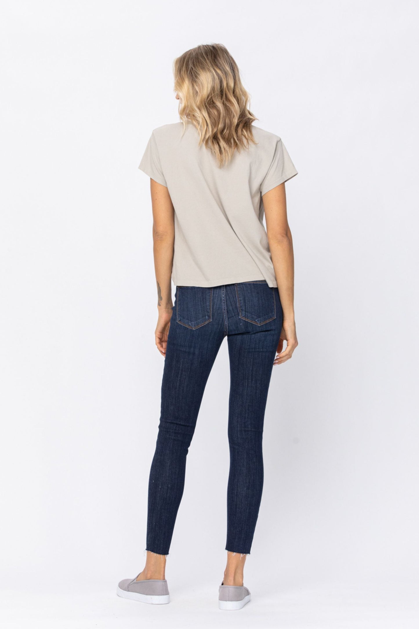 Judy Blue Mid Rise Raw Hem Skinny Jean