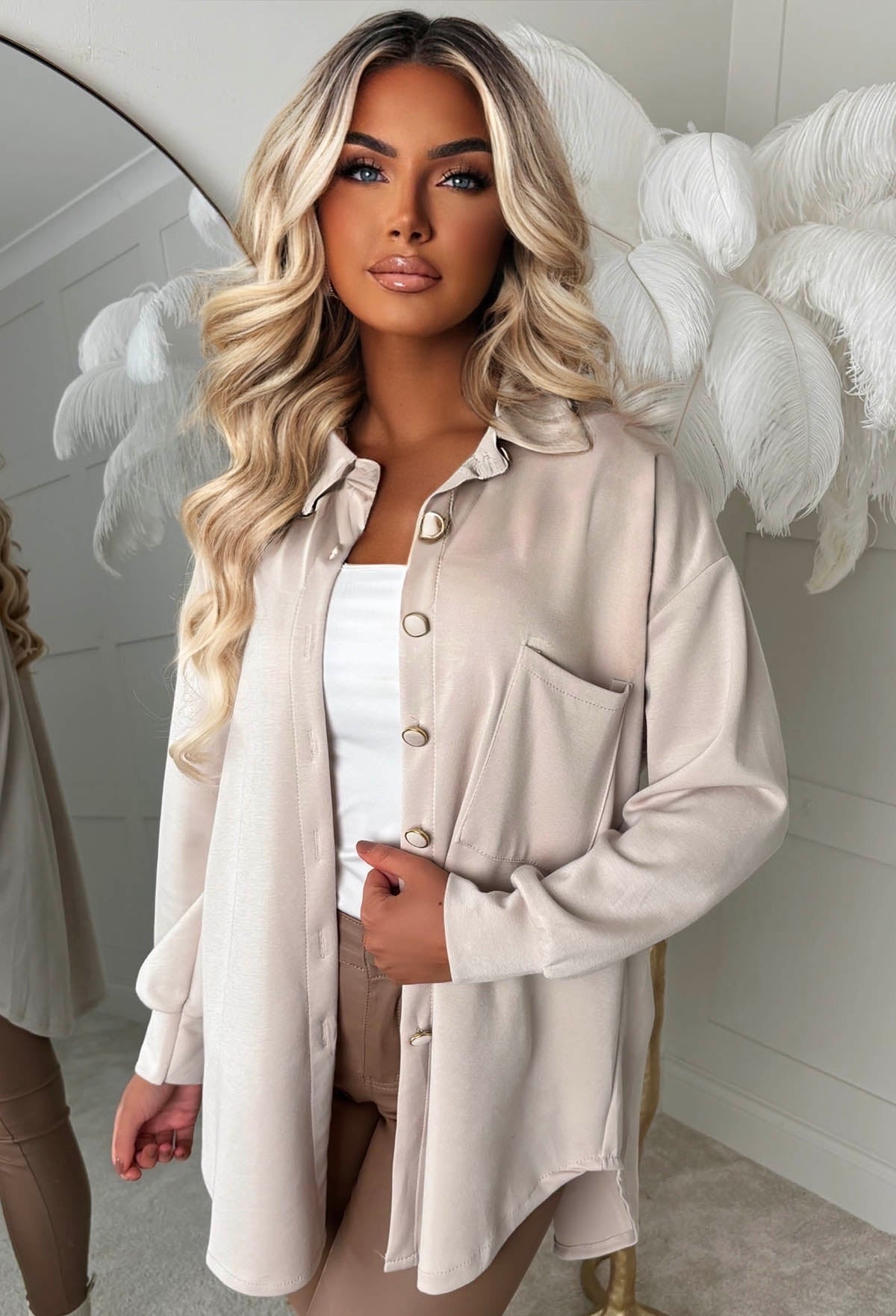 Be Our Babe Cream Gold Button Shirt