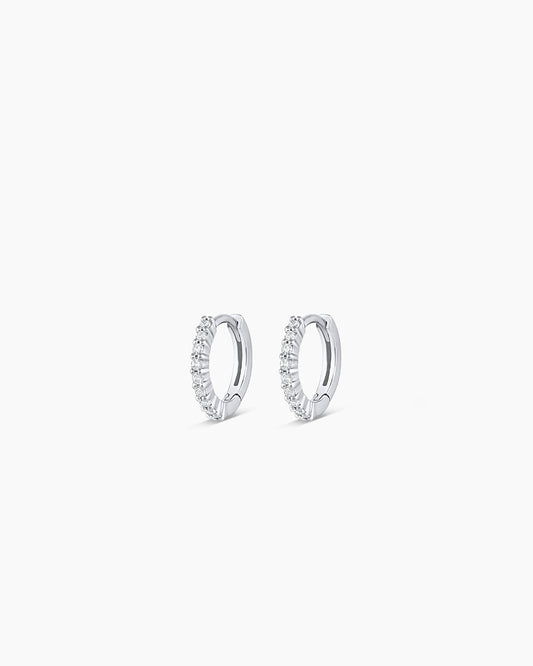 14K White Gold Diamond Pavé Huggies