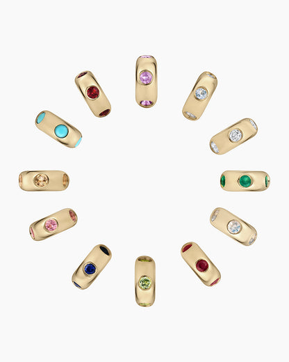 14K Gold Birthstone Halo Charm