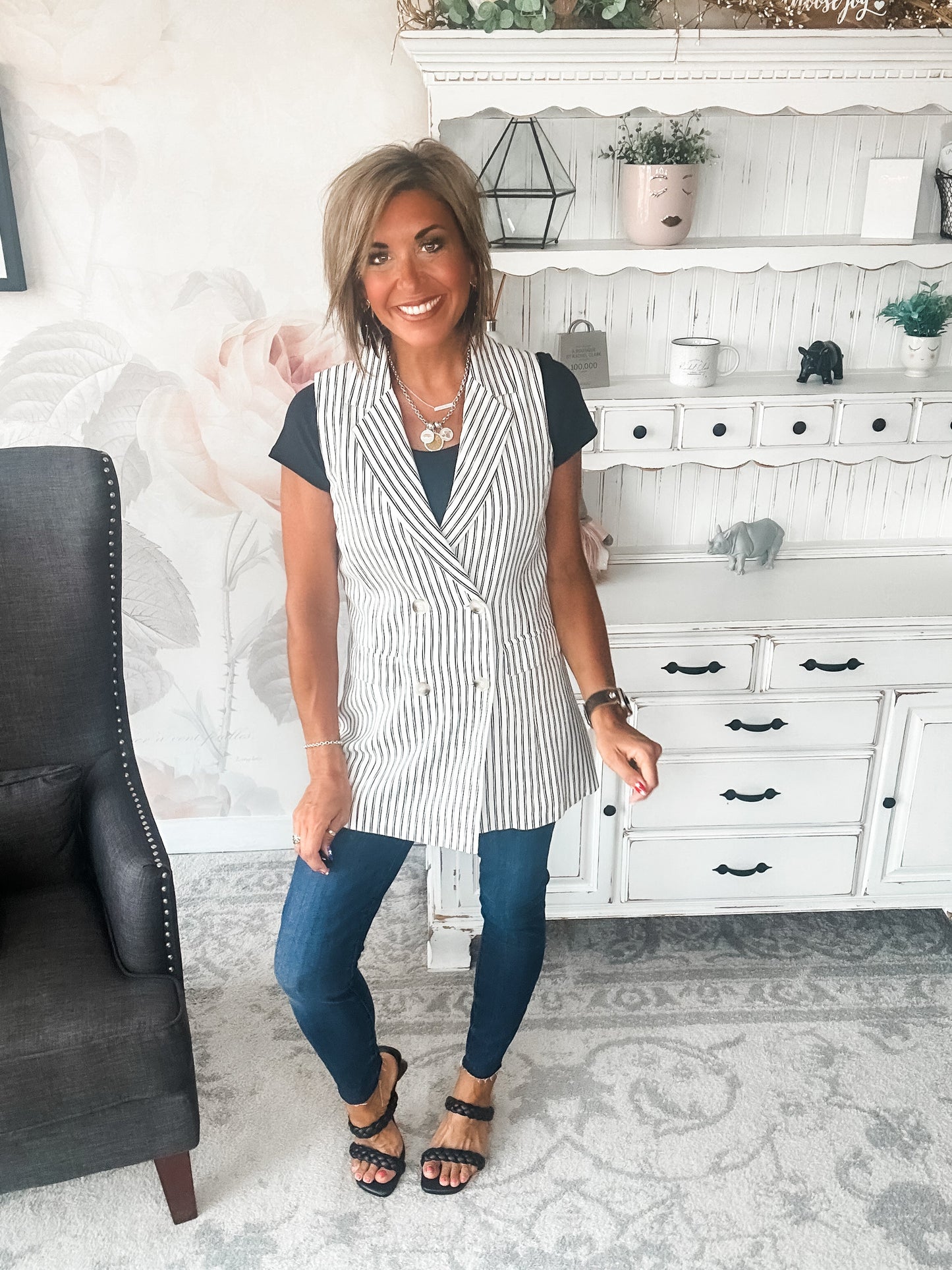 Let's Run Away Striped Vest