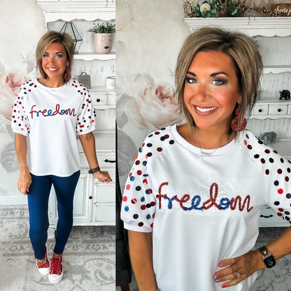 Let Freedom Ring Sequin Sleeve Top