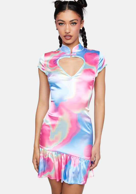 Amour Satin Heart Cut-Out Mini Dress