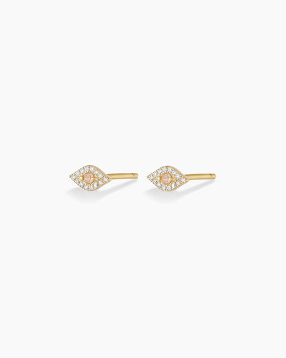 14K Diamond Evil Eye Studs