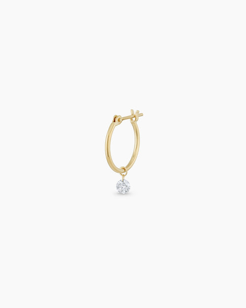 18K Floating Diamond Single Huggie