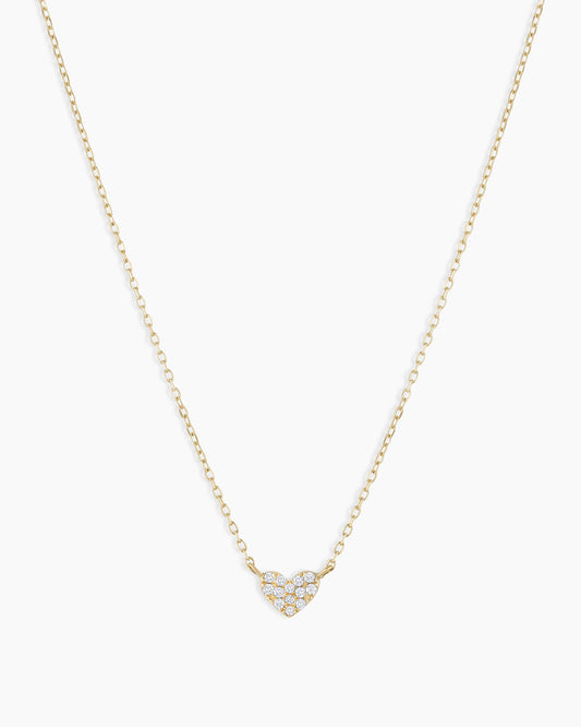 14K Diamond Pavé Mini Heart Necklace