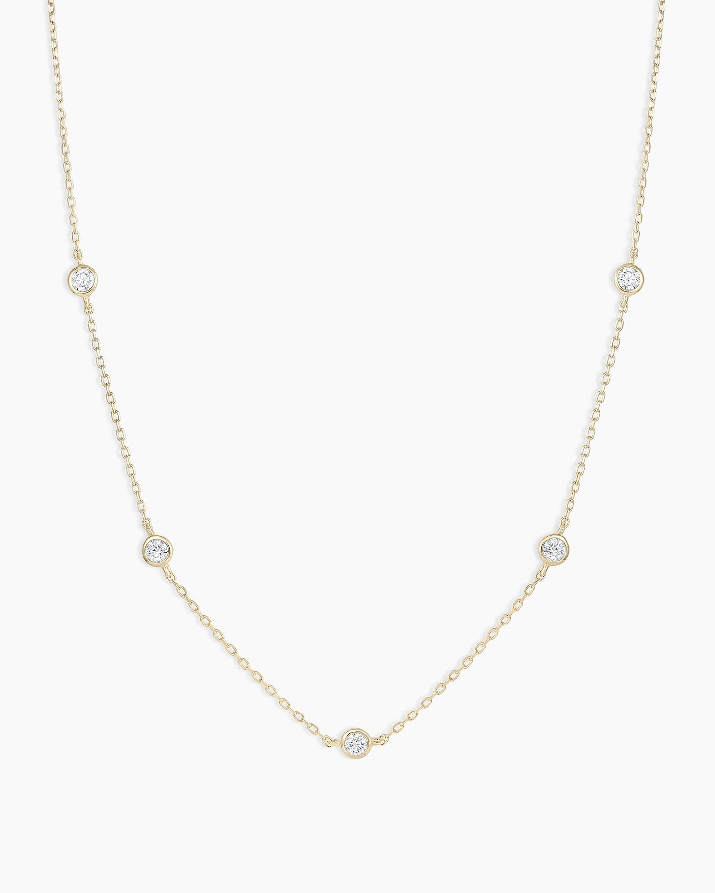 14K Classic Five Diamond Necklace