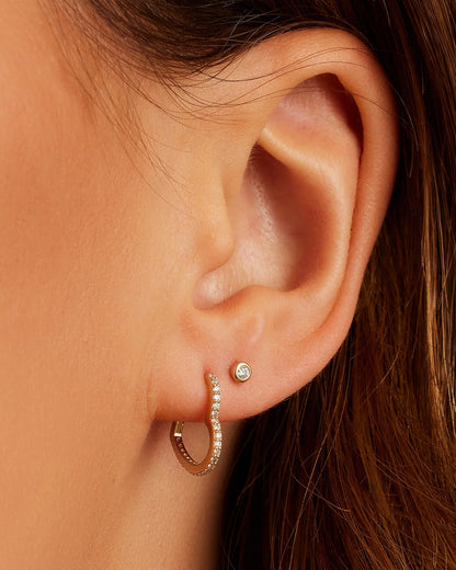 14K Classic Diamond Flat Back Single Stud