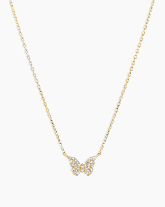14K Diamond Butterfly Necklace
