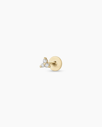 14K Diamond Bali Flat Back Single Stud