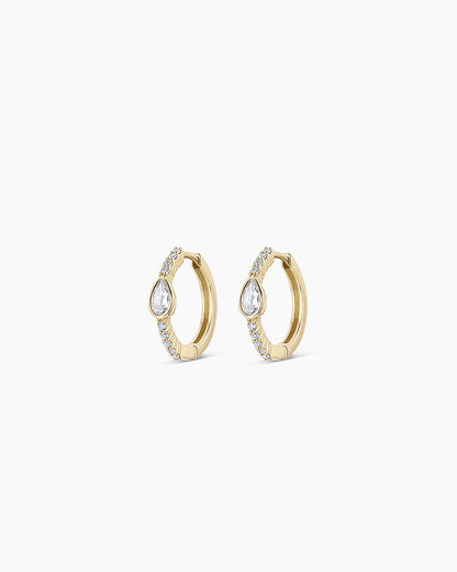 14K Lab Grown Diamond Pear Huggies