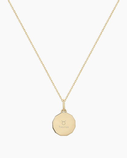 14K Diamond Zodiac Coin Charm Necklace