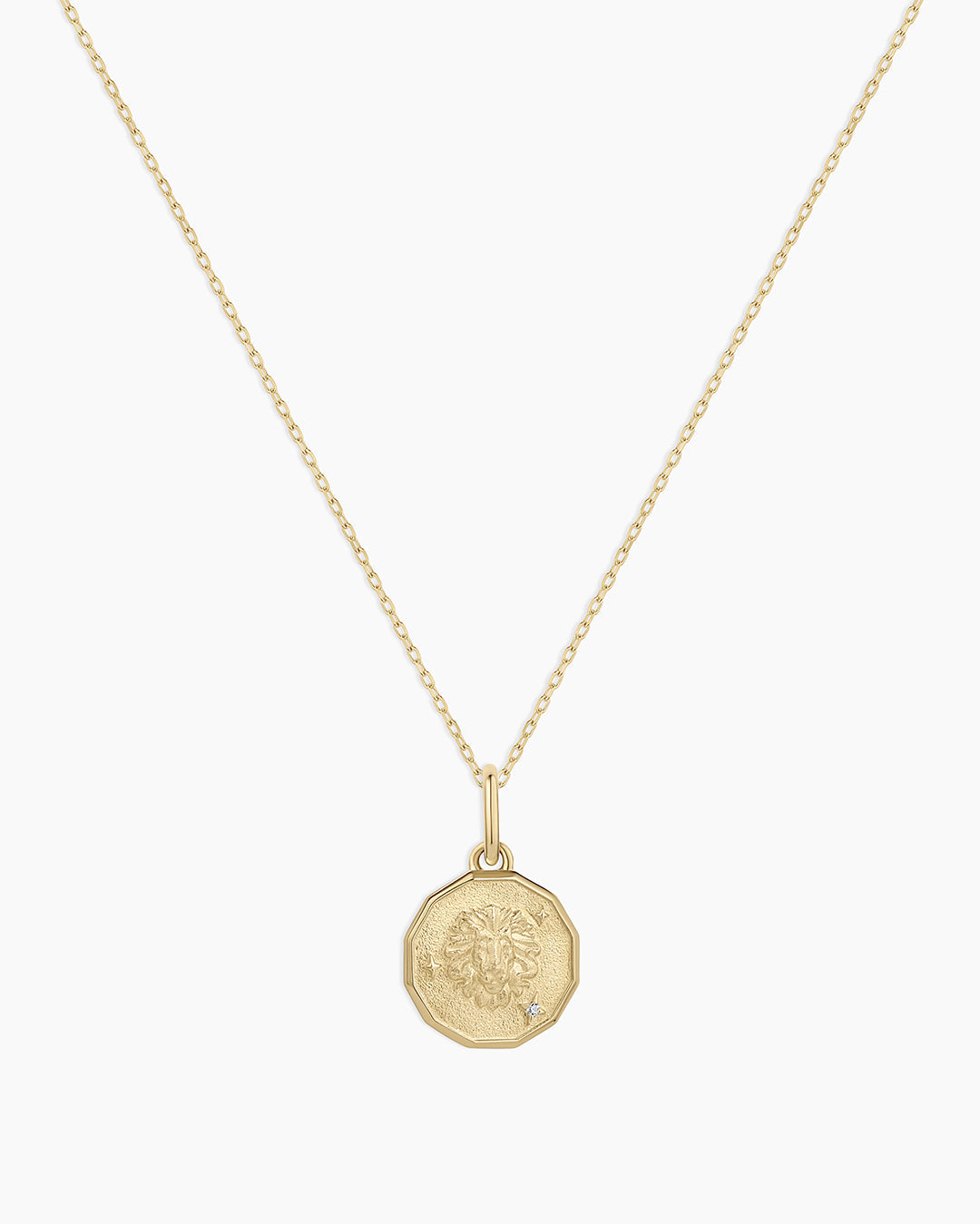 14K Diamond Zodiac Coin Charm Necklace
