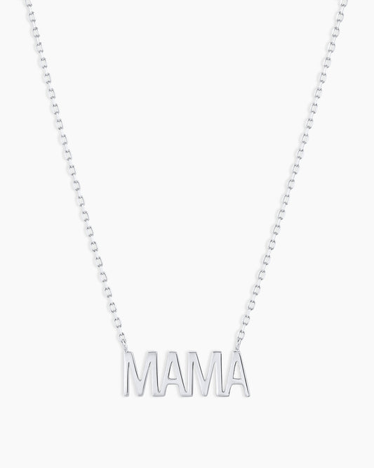 14K White Gold Mama Necklace