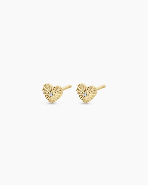 14K Diamond Vintage Heart Studs