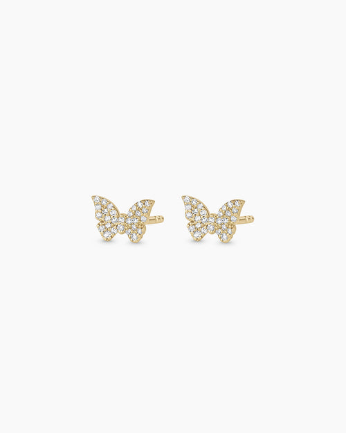 14K Diamond Butterfly Studs