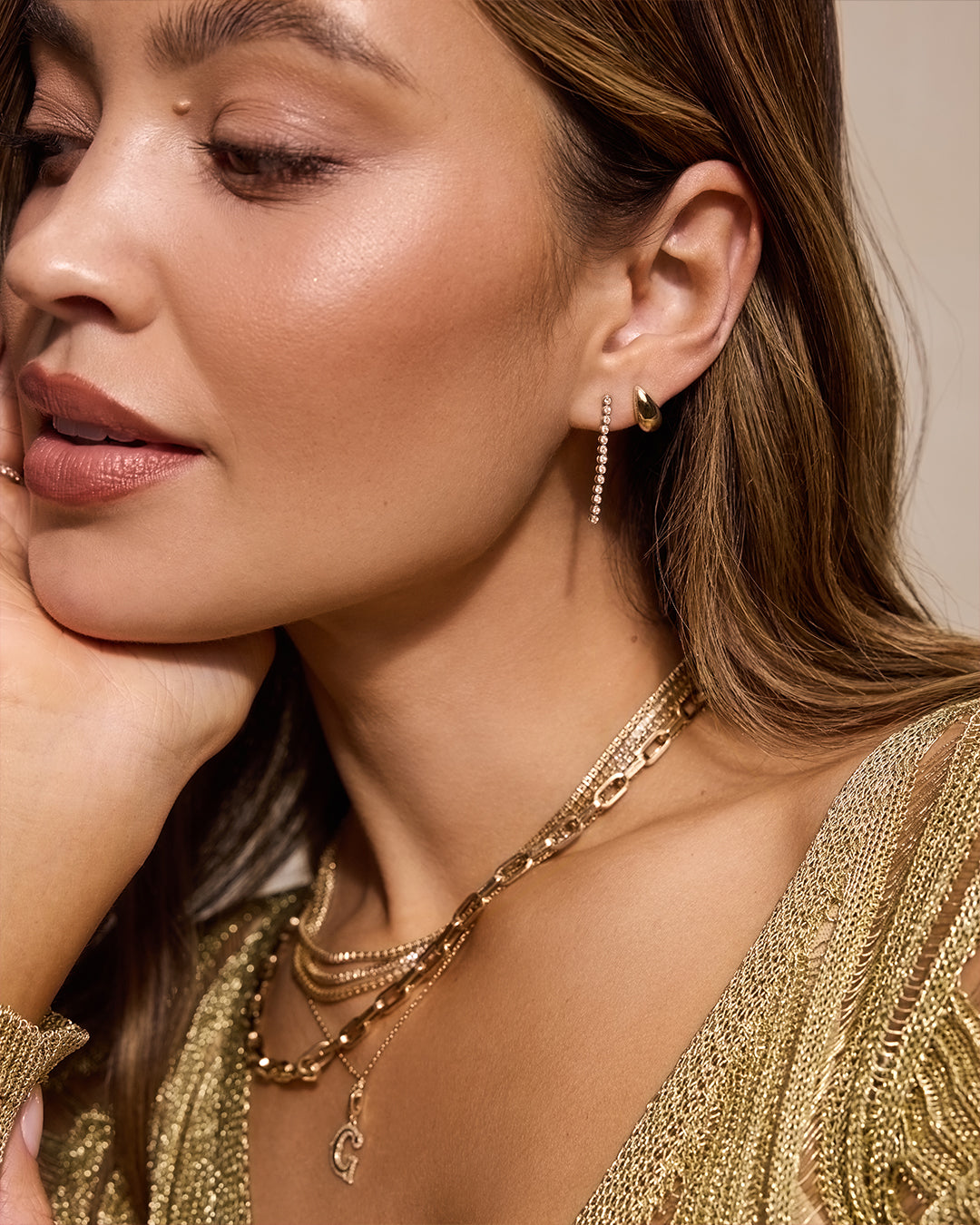 14K Lab Grown Diamond Classic Tennis Drop Single Earring