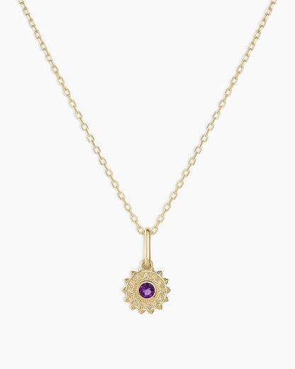 14K Gold Sun Birthstone Charm Necklace
