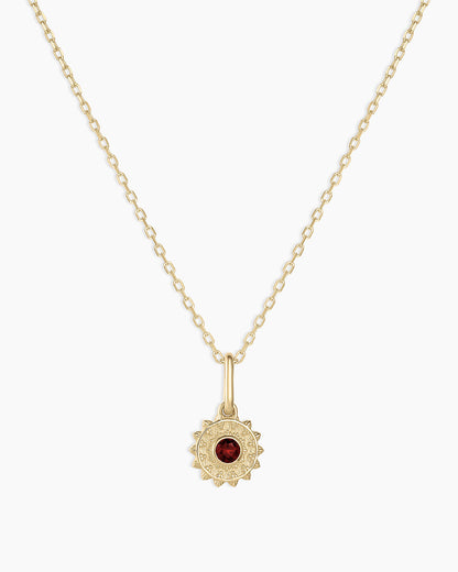 14K Gold Sun Birthstone Charm Necklace