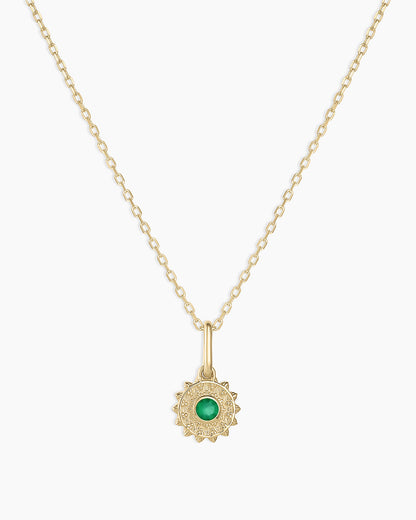 14K Gold Sun Birthstone Charm Necklace