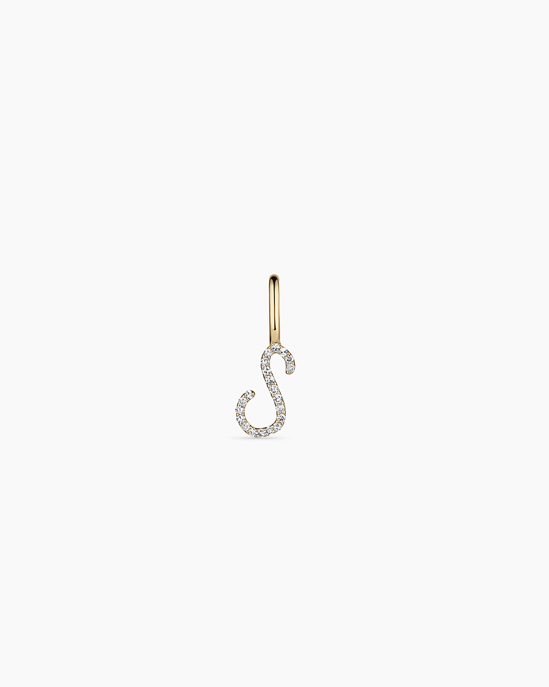 14K Diamond Script Alphabet Charm