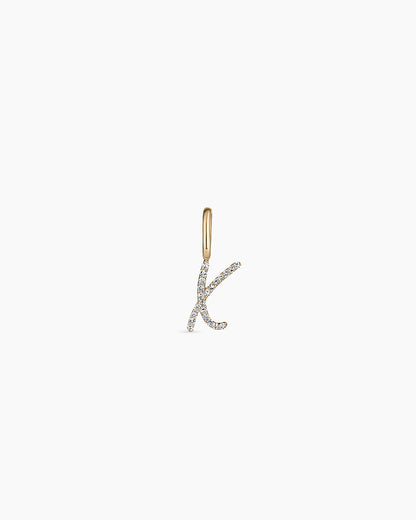 14K Diamond Script Alphabet Charm