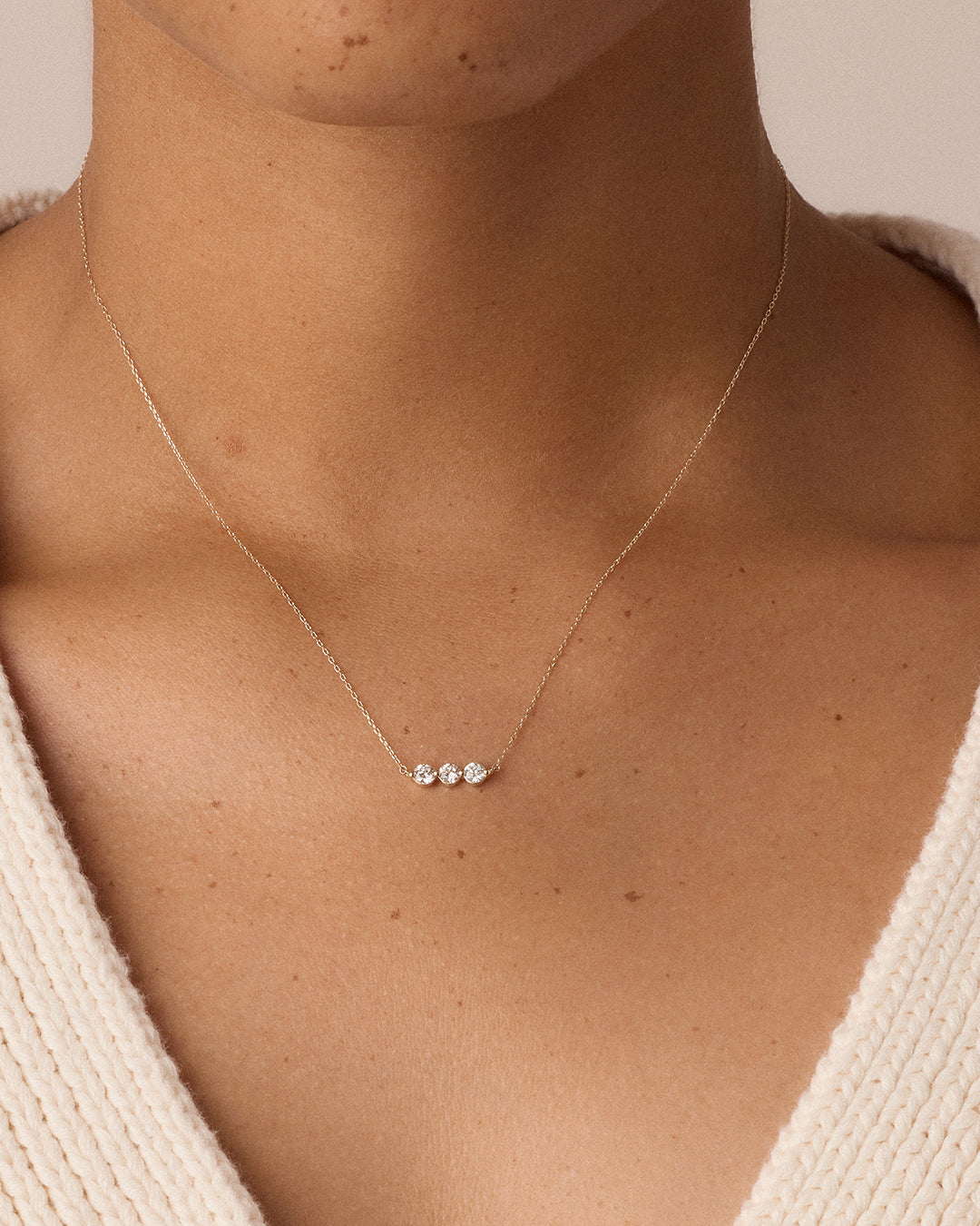 14K Lab Grown Diamond Halo Row Necklace