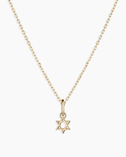 14K Gold Star of David Charm Necklace