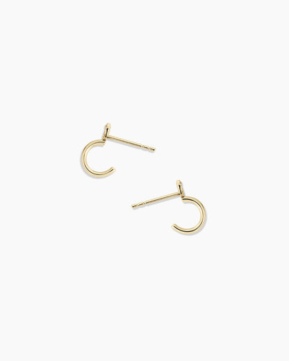 14K Diamond Heart Stud Huggies