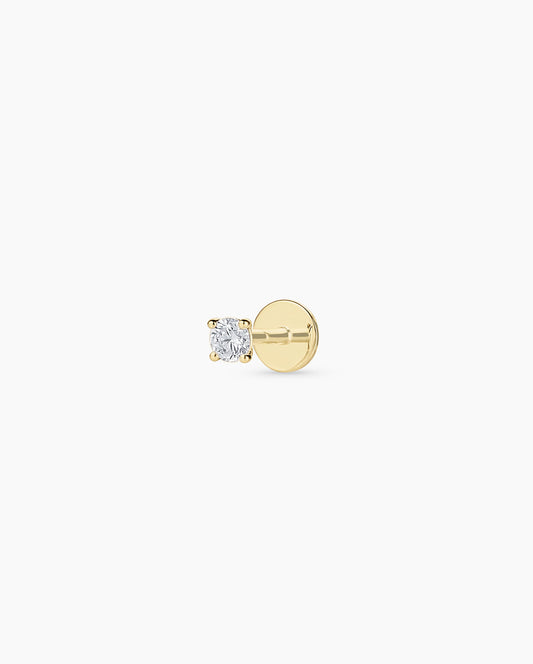14K Lab Grown Diamond Solitaire Flat Back Single Stud