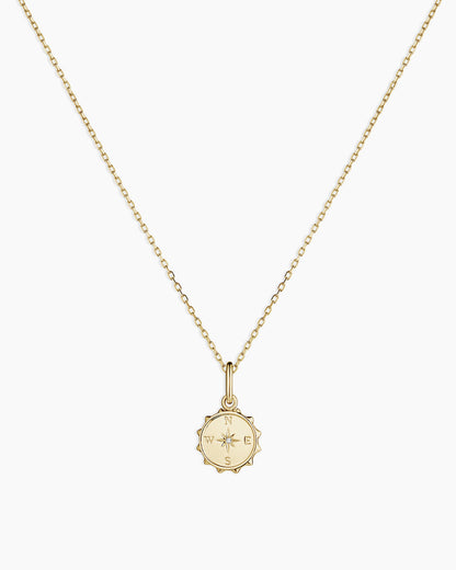 14K Diamond Compass Charm Necklace