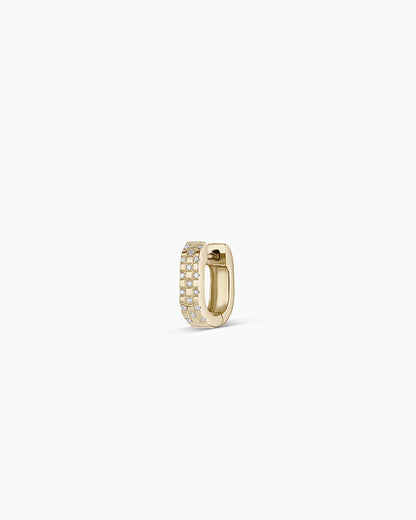 14K Diamond Checkered Mini Single Huggie