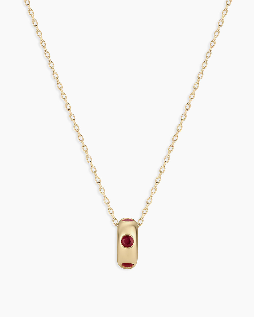 14K Gold Birthstone Halo Charm Necklace