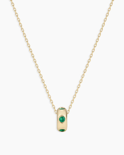 14K Gold Birthstone Halo Charm Necklace