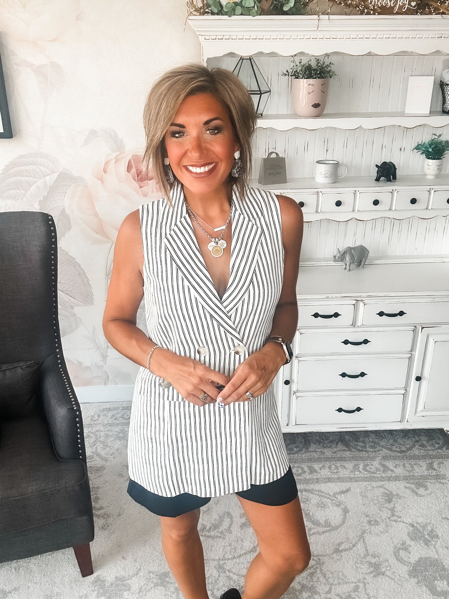 Let's Run Away Striped Vest