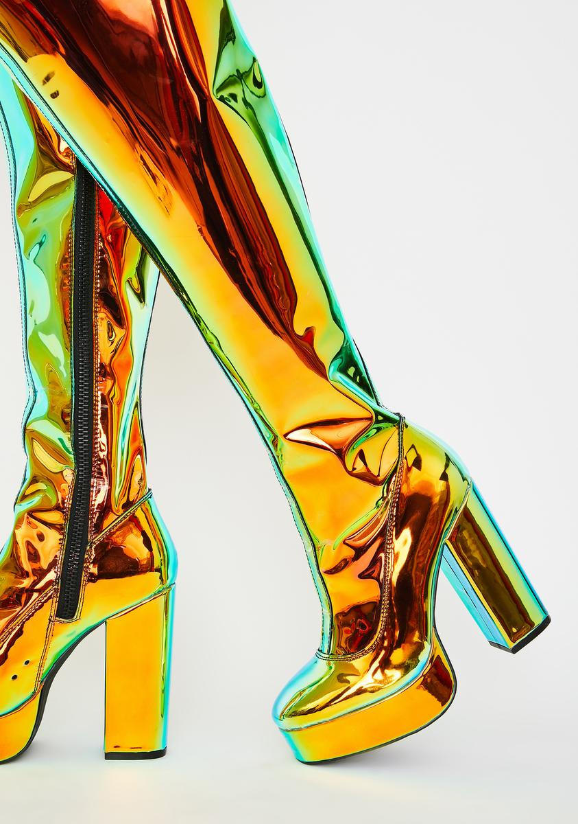 Amber Prismatic Galactic Thigh Highs
